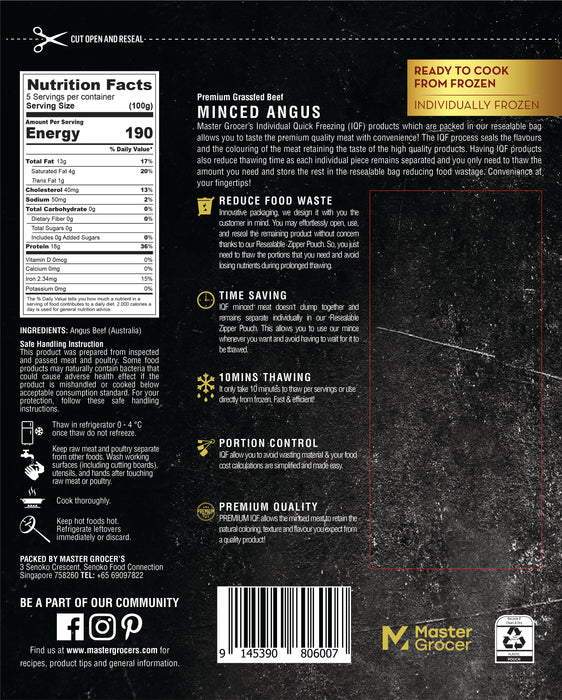 Australia Black Angus Lean Minced Beef 500g - Frozen