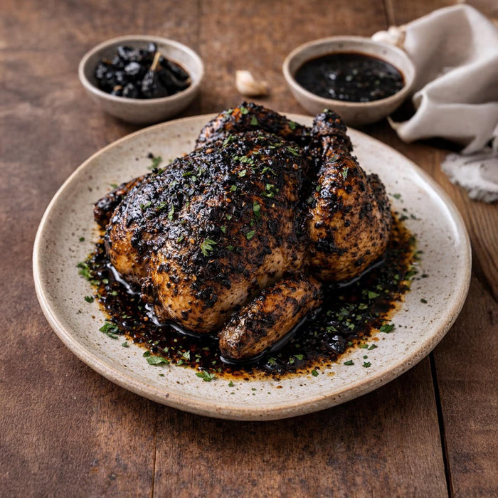 Master Grocer Premium Black Garlic Marinated Whole Chicken 1KG – Chilled