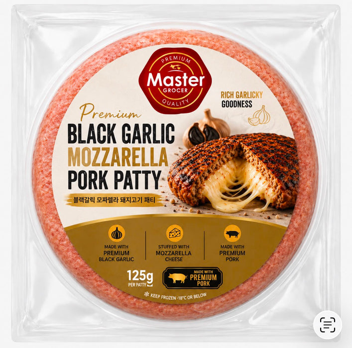 Master Grocer Black Garlic Mozzarella Pork Patty 125G - Chilled