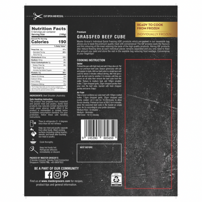 Australia Beef Cube, Individual 500g - Frozen
