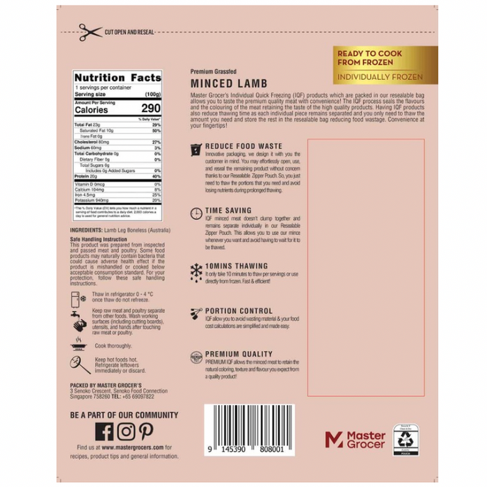 Australia Grassfed Lamb Minced 500g - Frozen