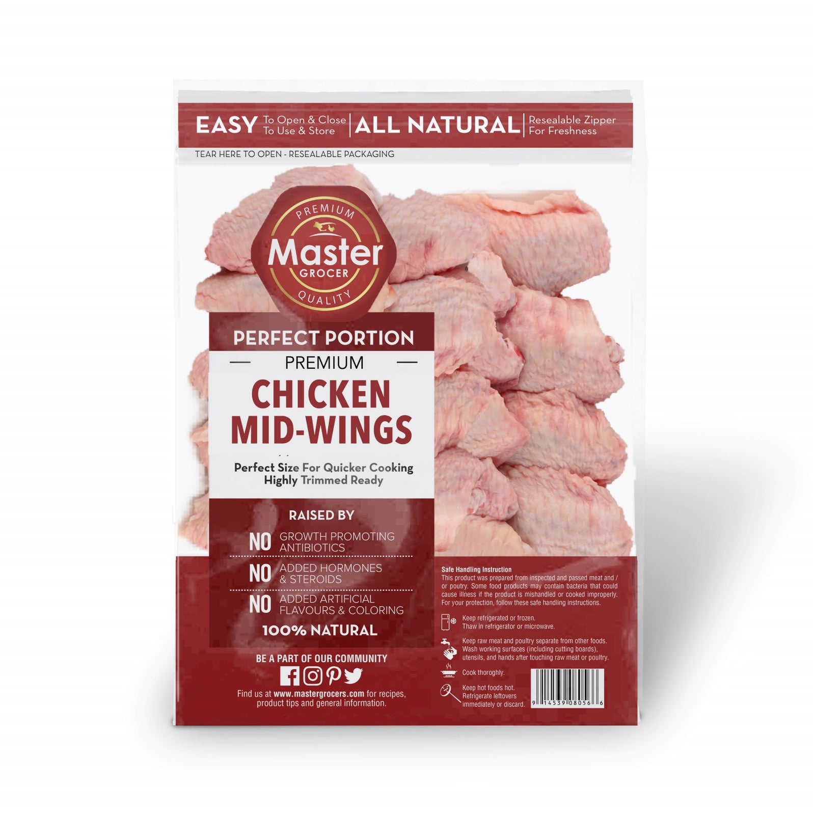 Chicken Middle Wings IQF 1kgMaster Grocers